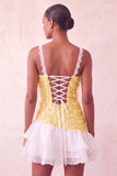 Light Yellow Appliqued Ruffled A-Line Short Homecoming Dress with Lace