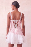 Light Yellow Appliqued Ruffled A-Line Short Homecoming Dress with Lace