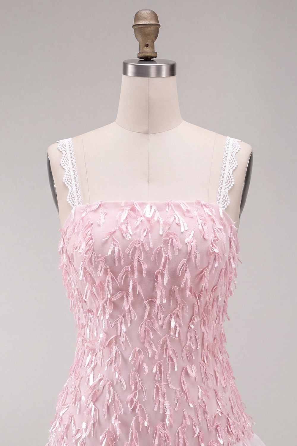 Light Yellow Appliqued Ruffled A-Line Short Homecoming Dress with Lace