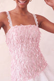 Light Yellow Appliqued Ruffled A-Line Short Homecoming Dress with Lace