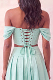 Mint Green Corset Ruched A-Line Short Homecoming Dress with Beading