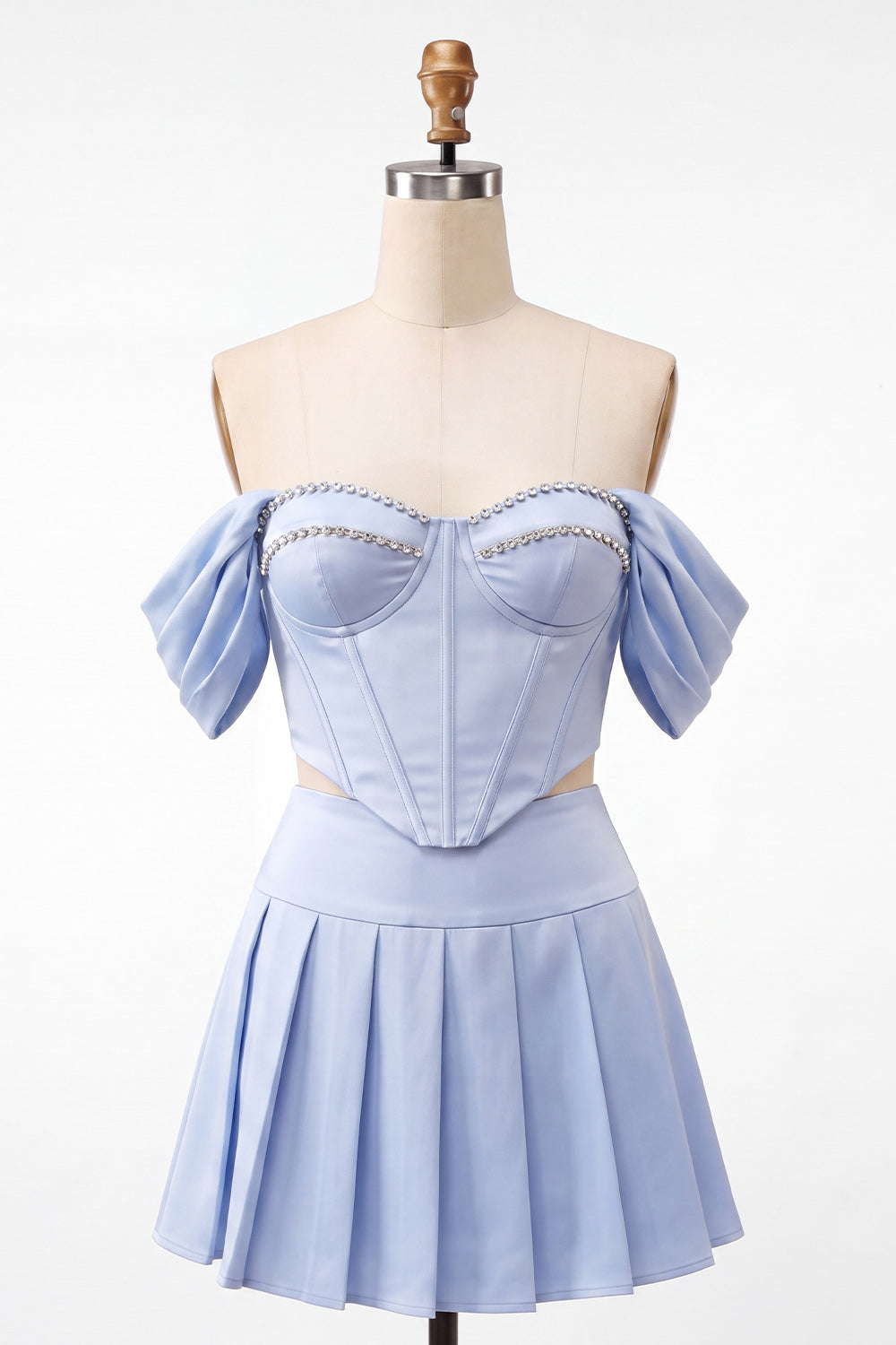 Mint Green Corset Ruched A-Line Short Homecoming Dress with Beading