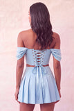 Mint Green Corset Ruched A-Line Short Homecoming Dress with Beading