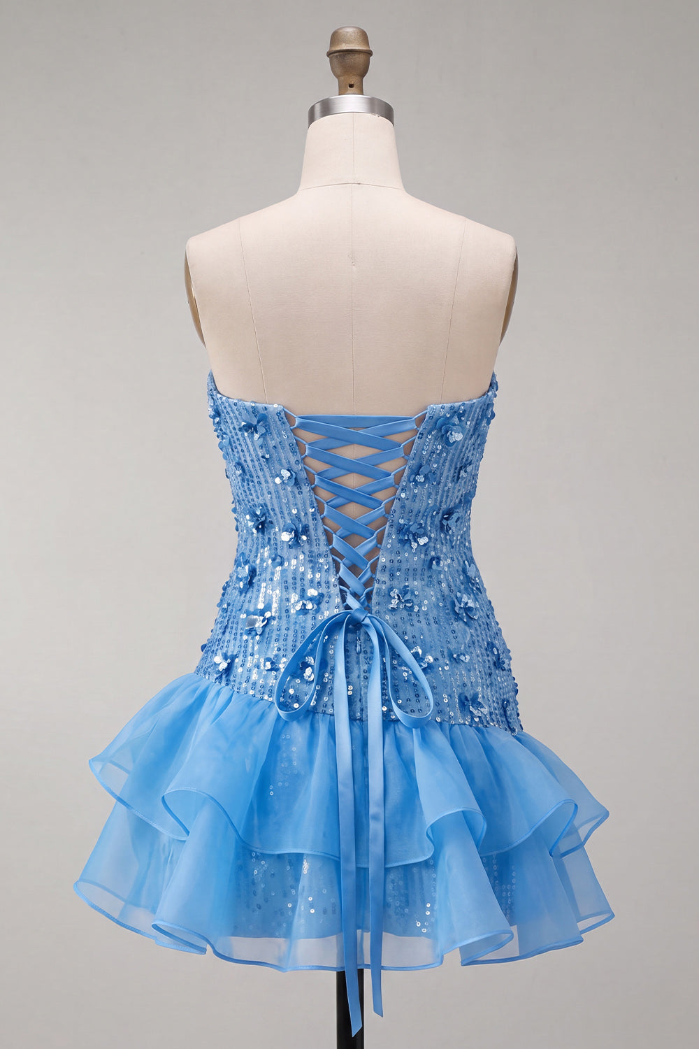 Sparkly Champagne Floral Sequin Ruffled Tight Short Homecoming Dress