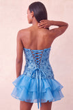 Sparkly Champagne Floral Sequin Ruffled Tight Short Homecoming Dress