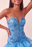 Sparkly Champagne Floral Sequin Ruffled Tight Short Homecoming Dress