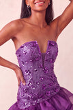 Sparkly Champagne Floral Sequin Ruffled Tight Short Homecoming Dress