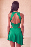 Green Corset Round Neck A-Line Cut Out Short Homecoming Dress