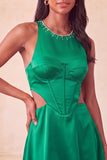 Green Corset Round Neck A-Line Cut Out Short Homecoming Dress