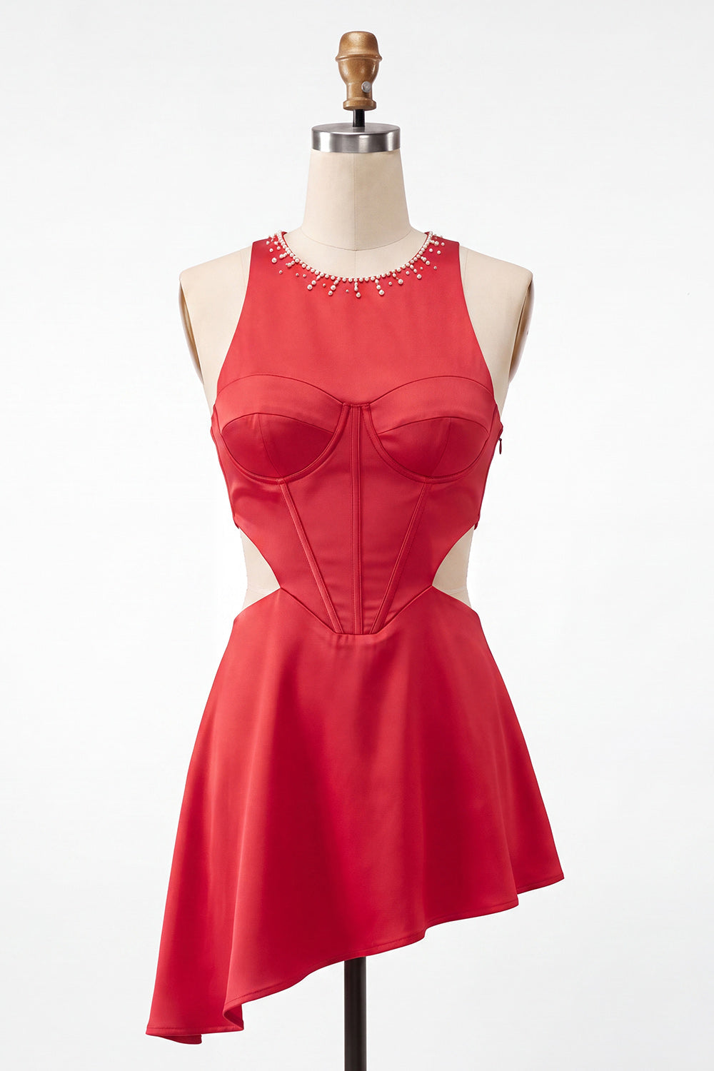 Green Corset Round Neck A-Line Cut Out Short Homecoming Dress