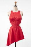 Green Corset Round Neck A-Line Cut Out Short Homecoming Dress