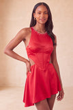 Green Corset Round Neck A-Line Cut Out Short Homecoming Dress