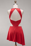 Green Corset Round Neck A-Line Cut Out Short Homecoming Dress