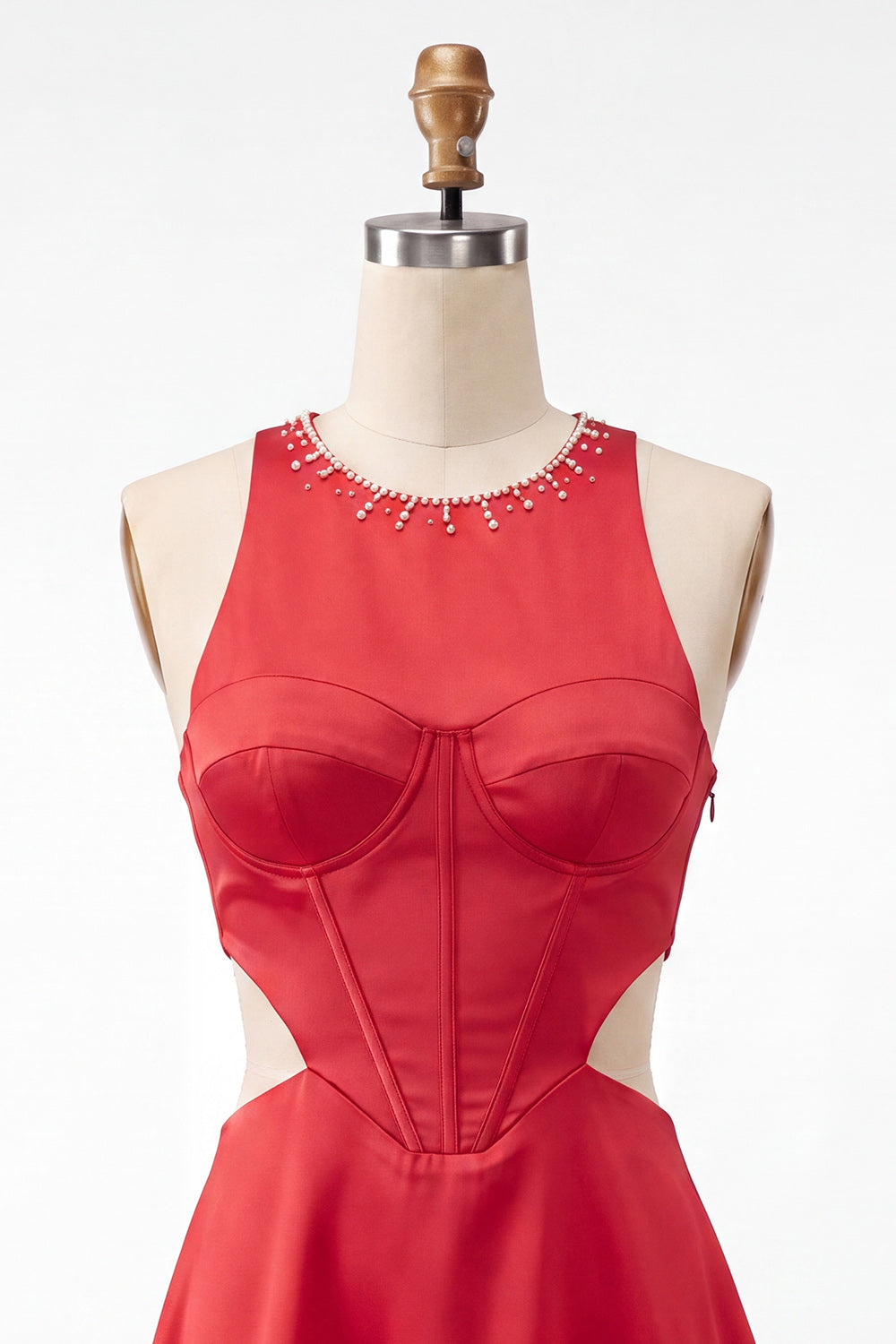 Green Corset Round Neck A-Line Cut Out Short Homecoming Dress