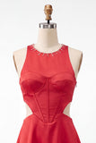Green Corset Round Neck A-Line Cut Out Short Homecoming Dress