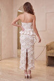Apricot Sparkly Sequin Ruffled Long Formal Dress with Back Slit