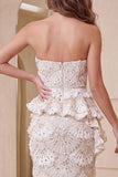 Apricot Sparkly Sequin Ruffled Long Formal Dress with Back Slit