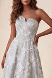 Light Grey Floral Sparkly A-Line Beaded Long Formal Dress