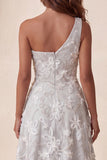 Light Grey Floral Sparkly A-Line Beaded Long Formal Dress