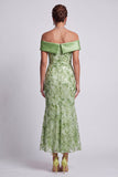Sparkly Green Floral Long Mermaid Sequin Mother of the Bride Dress