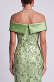 Sparkly Green Floral Long Mermaid Sequin Mother of the Bride Dress