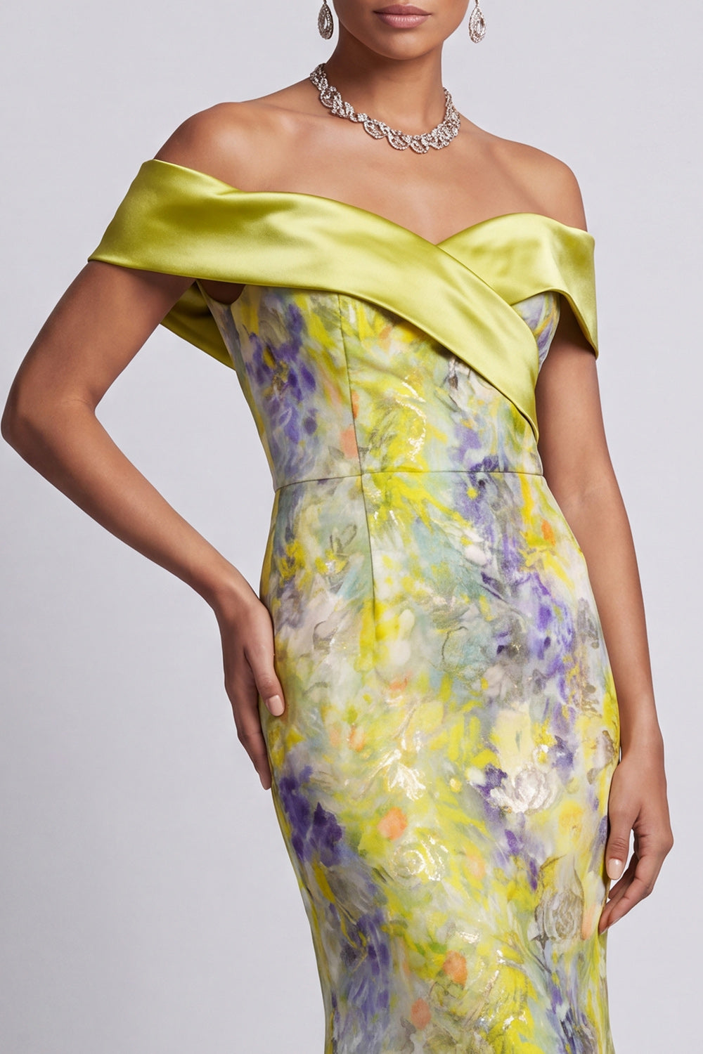 Sparkly Green Floral Long Mermaid Sequin Mother of the Bride Dress