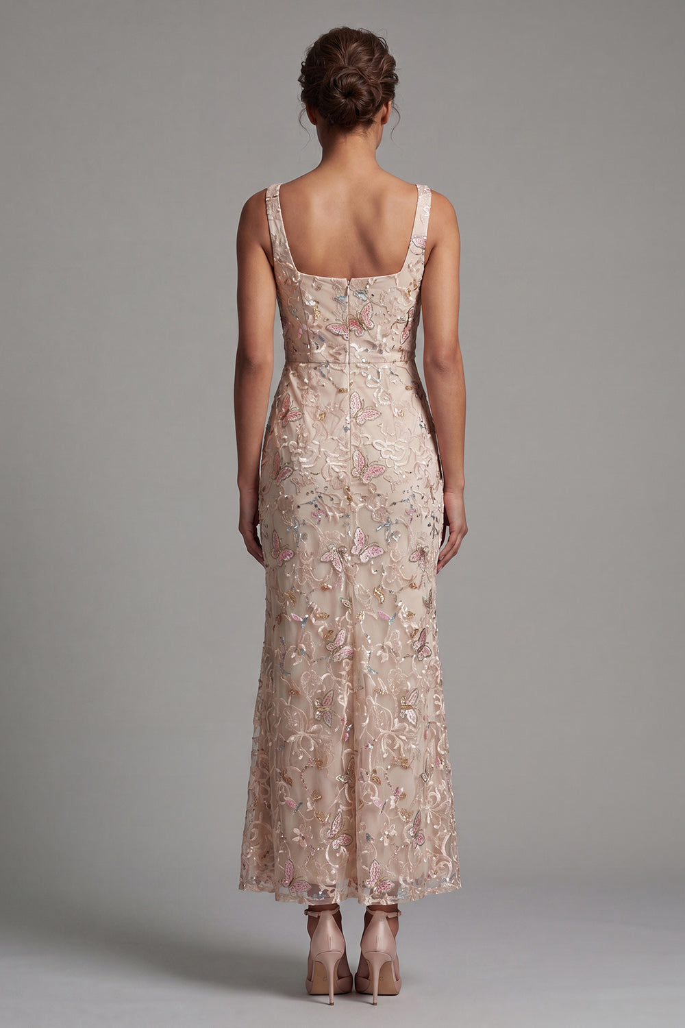 Floral Long Mermaid Sparkly Green Sequin Mother of the Bride Dress