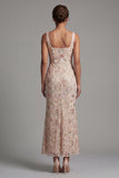Floral Long Mermaid Sparkly Green Sequin Mother of the Bride Dress
