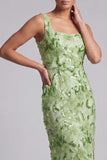 Floral Long Mermaid Sparkly Green Sequin Mother of the Bride Dress
