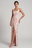 Floral Long Mermaid Sparkly Green Sequin Mother of the Bride Dress with Slit