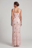 Floral Long Mermaid Sparkly Green Sequin Mother of the Bride Dress with Slit