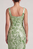 Floral Long Mermaid Sparkly Green Sequin Mother of the Bride Dress with Slit