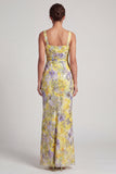 Floral Long Mermaid Sparkly Green Sequin Mother of the Bride Dress with Slit