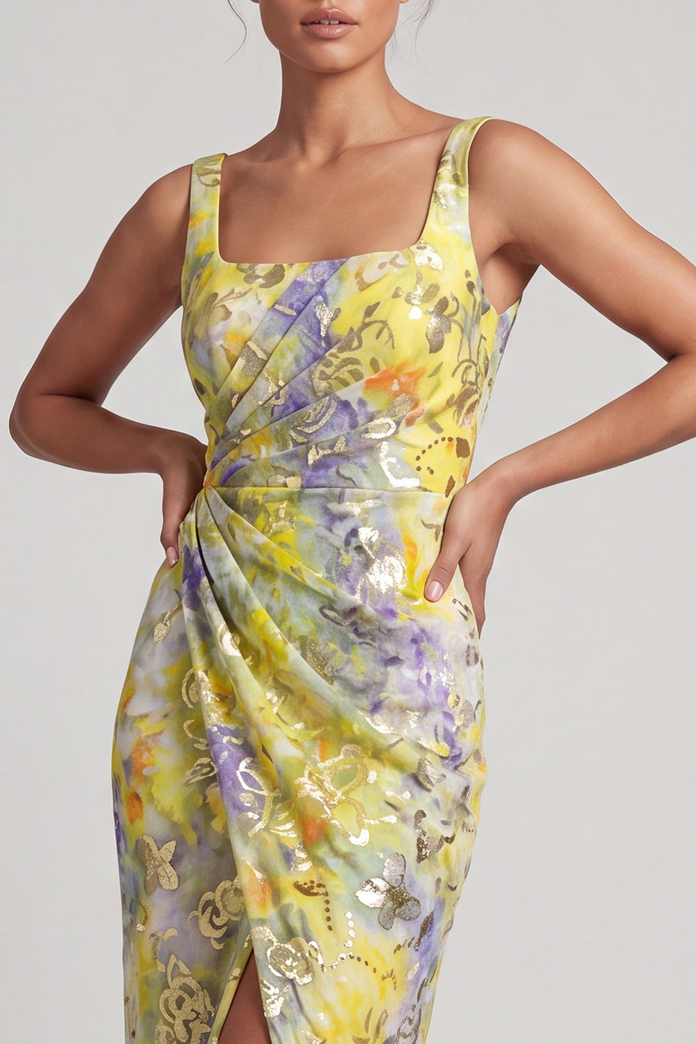 Floral Long Mermaid Sparkly Green Sequin Mother of the Bride Dress with Slit