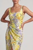 Floral Long Mermaid Sparkly Green Sequin Mother of the Bride Dress with Slit