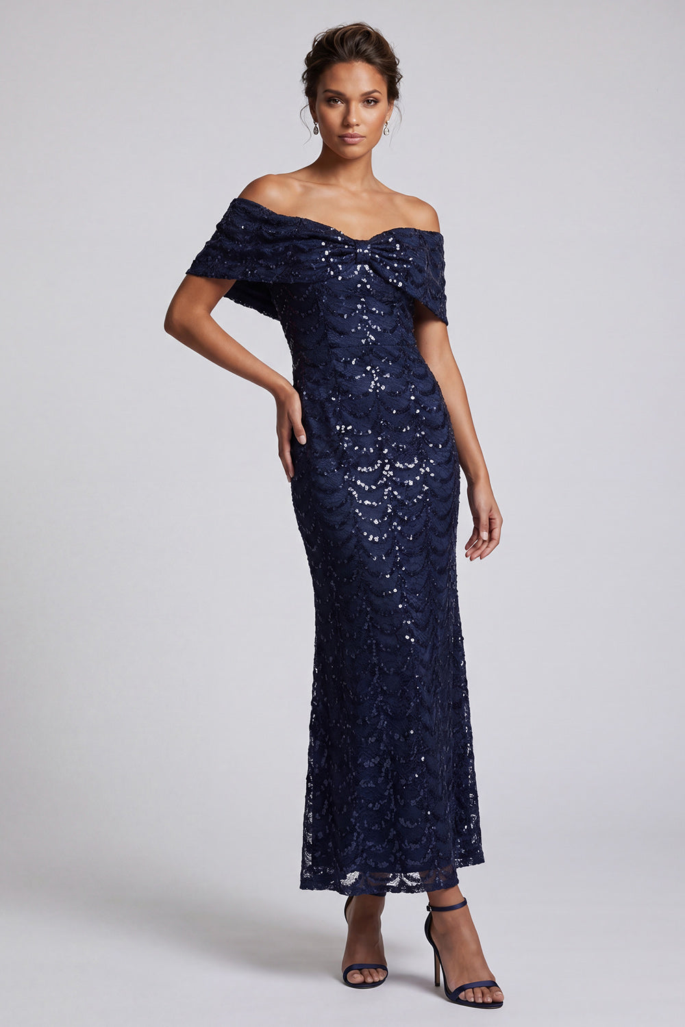 Sparkly Olive Long Mermaid Sequin Mother of the Bride Dress