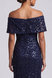 Sparkly Olive Long Mermaid Sequin Mother of the Bride Dress