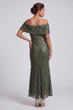 Sparkly Olive Long Mermaid Sequin Mother of the Bride Dress