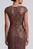 Sparkly Olive Long Boat Neck Mermaid Sequin Mother of the Bride Dress