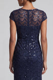 Sparkly Olive Long Boat Neck Mermaid Sequin Mother of the Bride Dress
