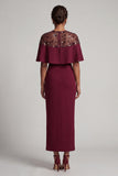 Sheath Sequin Long Sparkly Dusty Rose Mother of the Bride Dress with Cape