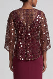 Sparkly Pink Mermaid Sequin Long Mother of the Bride Dress with Cape