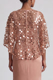 Sparkly Pink Mermaid Sequin Long Mother of the Bride Dress with Cape