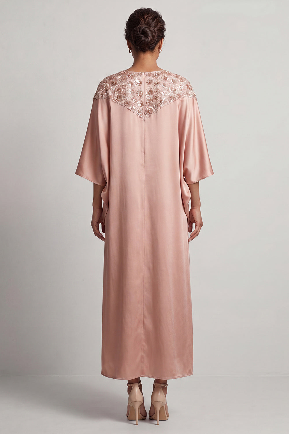 Long Sparkly Pink Sheath Sequin Boat Neck Mother of the Bride Dress