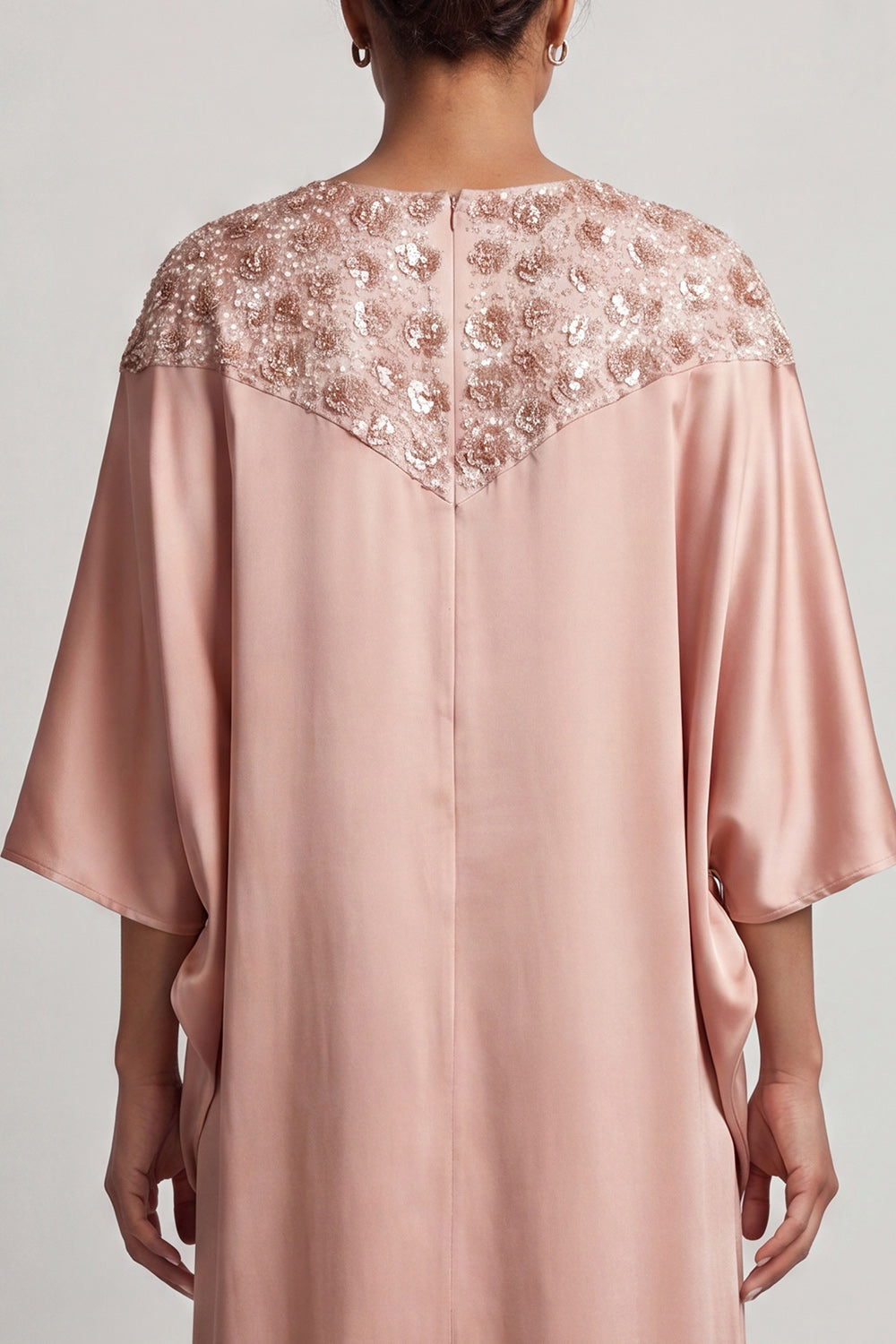 Long Sparkly Pink Sheath Sequin Boat Neck Mother of the Bride Dress