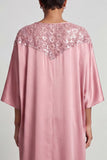 Long Sparkly Pink Sheath Sequin Boat Neck Mother of the Bride Dress