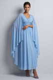 Long Sparkly Pink A Line Beaded V-Neck Mother of the Bride Dress with Cape
