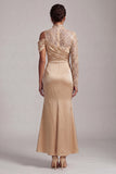 Sparkly Champagne Mermaid Beaded Long Mother of the Bride Dress with Slit