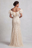 Sparkly Light Pink Long Mermaid Sequin Mother of the Bride Dress with Ruffles