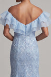 Sparkly Light Pink Long Mermaid Sequin Mother of the Bride Dress with Ruffles